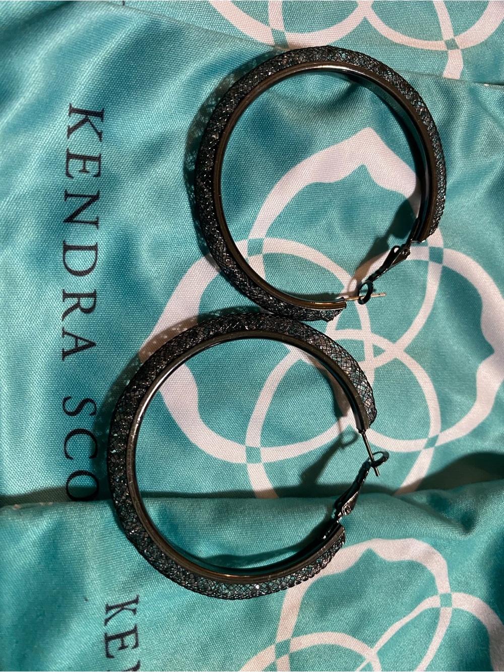 Kendra Scott Black Mesh Hoop Earrings